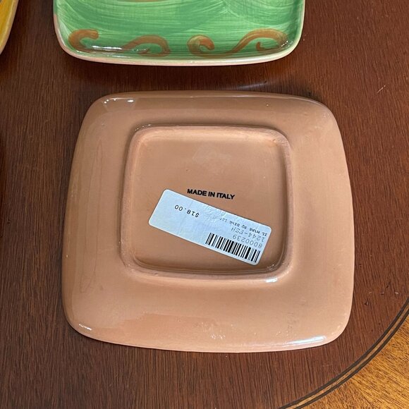 NWT Set of 4 Hand Painted Ceramic Square Appetizer Plates Fish Il Mare Italy - Picture 6 of 6